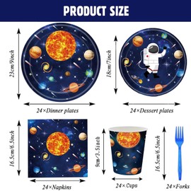 121 piezas Vajilla de Fiesta Espacio exterior Decoraciones temáticas Cena de cumpleaños Platos de papel Tazas Servilletas Tenedores Favores de fiesta Suministros