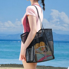 Net Mesh Beach Shoulder Bag 2 Colors LM-0814 Black 2ea