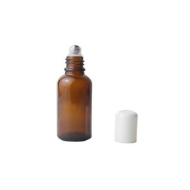 ASTRQLE 3PCS 30ml/ 1oz Empty Amber Glass Roll-on Bottles with Stainless Steel Roller Balls and White Cap for Essential Oil Lip Balms Container