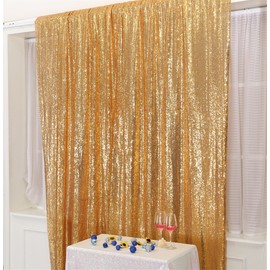3E Home 120x210cm(4Ftx7Ft) Light Gold Sequin Backdrop Fabric Curtain Wedding Party