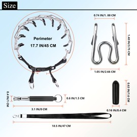 Kletloop Dog Prong Training Collar,Choke Pinch Collar [2 Extra Links][Dog Whistle] with Quick Release Snap Buckle and Rubber Caps, for Small Medium Large Breed-M