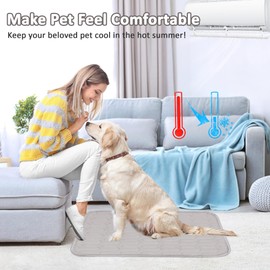 NICOLA Dog Cooling Mat, Non-Slip Pet Ice Mat for Dog Cat, Ice Silk Chill Pad, Non-Toxic Pet Cool Bed for Sofa Floor, Summer Cooling Bed for Dogs Cats (Grey, 90 * 70cm)