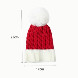 Santa Hat Christmas Hats Baby Winter Knitted Hat,Red and White Knitted Christmas Hat, Santa Claus Hat,Kids Pom Pom Beanie,Festive Christmas Holiday Party Supplies(1-5Years)