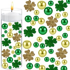 10106 Pieces St. Patrick's Day Vase Filler Golded Green Glitter Shamrocks Ornament for Vase Filler for Vases Centerpiece Table Home Decor (Gold)