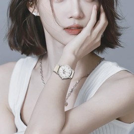 Joyzan Female Analog Watch, Fashionable Stylish Women Quartz Watch with Fashion PU Leather Strap Round Dial Simple Butterfly Lychee Pattern Elegant Classic Womens Wristwatches Wrist (White)