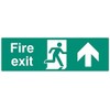 Sign, emergency exit straight, Rp, outer height 150 mm, outer width 450 mm, sign colour white on green, sign legend fire exit arrow up, sign material plastic, sign type emergency exit,