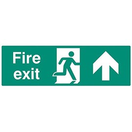 Sign, emergency exit straight, Rp, outer height 150 mm, outer width 450 mm, sign colour white on green, sign legend fire exit arrow up, sign material plastic, sign type emergency exit,