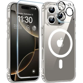 NDOOL Funda Magnética para 16 Pro MAX Case, 3 en 1 Cristal Templado Protector de Pantalla y Carcasa con Protector del Camara, Resiste Amarillamiento, Anti-Choque y Anti-Arañazos