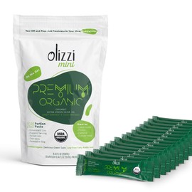 Olive Oil Packets - Olizzi Premium Organic Extra Virgin, New Harvest, Award Winning, Early Harvest, Cold Pressed, USDA Organic Certified, Single Serve, Mini, Salad Dressing To Go, Individual, Travel Size, 25 Single Use Packs (0.34 Fl Oz / Unit)
