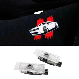 2 PCS Non-Fading LED Door Logo Lights Projector Compatible for Challenger 2015-present HD Ghost Shadow Light Puddle Lights Courtesy Step Lamps Kit Car Accessories (Whole car, Challenger)
