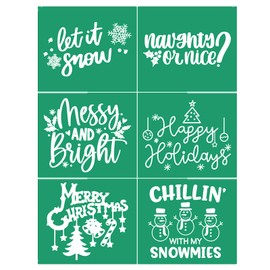 JAJADO Self Adhesive Silk Screen Stencils Let it Snow Merry Christmas Stencils Christmas Decor Sign Snowflakes Stencils for Wood, Tote Bag, Porch, Christmas Card, T-Shirt, Mug, Window, Towel