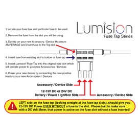 Lumision Dual Fuse Tap Micro3 ATL with 5 AMP Fuses Automotive Boat RV 2 Leads Adds 2 positive lines add-a-circuit