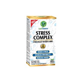 LeafSource Stress Complex - Relieves Stress Symptoms - Decreases Irritability, Relaxes & Calms the Mind, Improves Focus & Sleep, Less Fatigue More Energy Strongest Ashwagandha Sensirol® (60 Capsules)