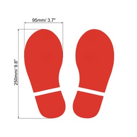 PATIKIL 250x95mm Footprint Floor Stickers 4 Pairs PVC Large Shoes Footprint Floor Wall Stair Stickers for Home Classroom Decoration Red