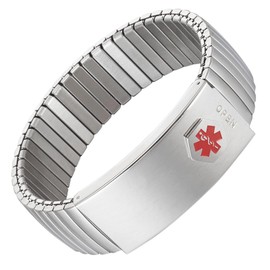 MagVIVACE Men's Medical ID Alert Bracelet, Stainless Steel Medic Jewelry(8.3''/21cm)