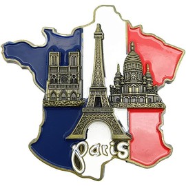 Multicolor Fridge Magnets Sticker - France Map Fridge Sticker | 3D Resin Magnets for Fridge, Decorative Fridge Magnets Cathedral Notre Dame de Paris France Eiffel Tower Set Home Accessories,Magnets