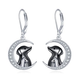 Moon Earrings 925 Sterling Silver Rainbow/Bunny/Dog and Cat Dangle Earrings Jewellery Gifts for Ladies Ladies, Sterling Silver, No Gemstone