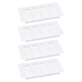 sourcing map Air Vents Cover, 4Pcs 200 x 80mm - Aluminum Alloy Mesh Air Return Vent Cover, Rectangle Louvered Ventilation Grille for Shoe Cabinet Wardrobe (White)
