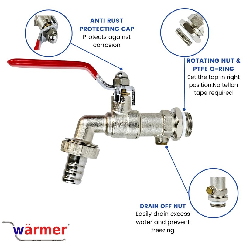 Wärmer System Outside Garden Tap with Check Valve and Wallplate