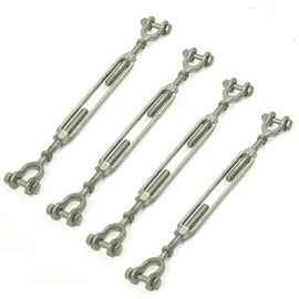 AYMMIC 1/2 Inch X 12" Turnbuckle Hook, Jaw and Jaw Turnbuckle, Heavy Duty Hot Dipped Galvanized Steel, 2,200lbs Working Load Limit, 1/2" Threaded Diameter X 12" Durable, Strong and Durable(4 Pack)