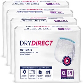 Dry Direct Ultimate Underwear, Made-in-USA Adult Diapers, Max Absorbency Disposable Incontinence Protection - X-Large (Case of 56)