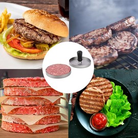 CORJEEJOR Burger Press with 100 Wax Paper, Non-Stick Meat Patty Hamburger Food Grade Aluminum Alloy Burger Maker with ABS Handle 4.5 Inch Pressburger for