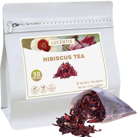Hibiscus Flower Tea – 洛神花茶 – 100g/3.5oz (50 Pyramid Tea Bags), 100% Natural, Caffeine-Free, Sugar-Free, Gluten-Free, Supports Heart Health & Detox