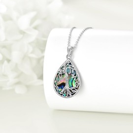 YONFQE Tree of Life Necklace Sterling Silver Life Tree Pendant Abalone Shell Jewelry Gifts for Women
