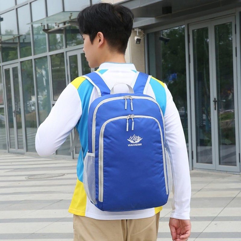 TQUXNGA Wanderrucksack, leicht, verstaubar, spritzwassergeschützt, faltbar, grau