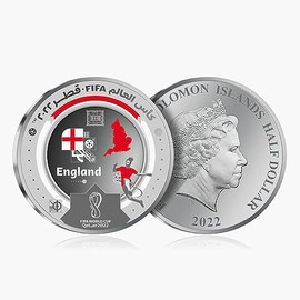 The Koin Club FIFA World Cup Qatar 2022 Football Tournament England Team Colour Silver Coin