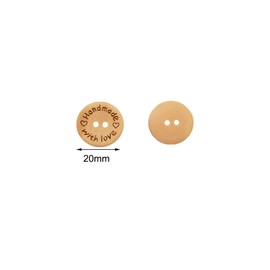 20mm Handmade with Love Buttons100PCS Wood Buttons 20mm for Sewing and Crafting