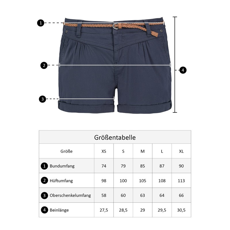 Sublevel women's stretch shorts with a braided belt. - dark