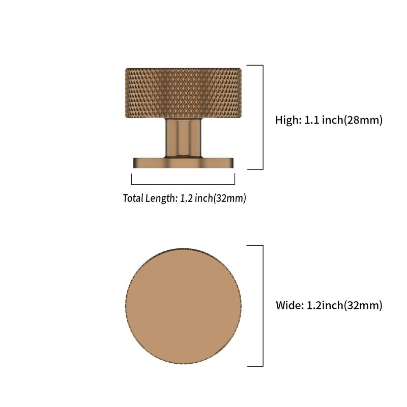 Asidrama 10 Pack Champagne Bronze Kitchen Cabinet Knobs, Knurled Cabinet