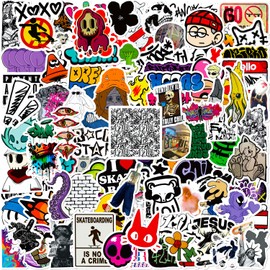 100 Pcs Skateboard Stickers, Cool Aesthetic Stickers Waterproof Vinyl for Skateboard, Phone, Water Bottle, Luggage, Laptop, Teens Boys Girls Adults