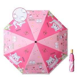 MOAZIFI 1 x Umbrella Children's School Bag Umbrella Magic with Wooden Handle and Safety Reflectors - Colour Changing in Rain - Storm Resistant - Gifts for School