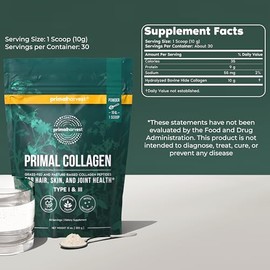 Primal Harvest Collagen Powder for Women or Men Primal Collagen Peptides Powder Type I & III, 10 Oz Collagen Protein Powder for Hair, Skin, Nails (Two