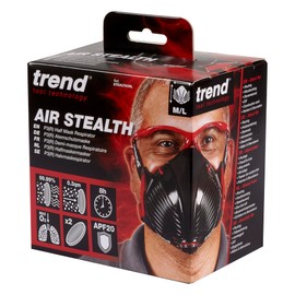 Trend Air Stealth P3 Dust Mask Respirator (Small/Medium) with Replaceable HEPAC Filters, Mask for Building & Construction Work, STEALTH/SM