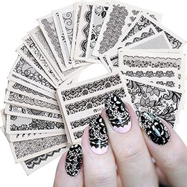 24pcs/set Lace Flower Flower Nail Seal Water Nail Seal Gel Nail Self Nail Resin Nail Sticker (Random)