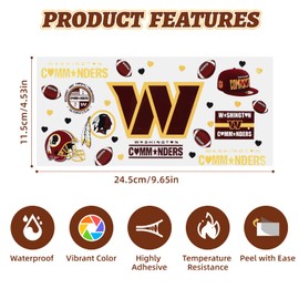 UV DTF Cup Wraps for 16 OZ,9 Sheets Rugby Football Gameday Waterproof UV DTF Tumbler Wrap for Glass Water Bottle,Superbowl Party Rub on Transfer Stickers Decals for DIY Coffee Cups Decoration