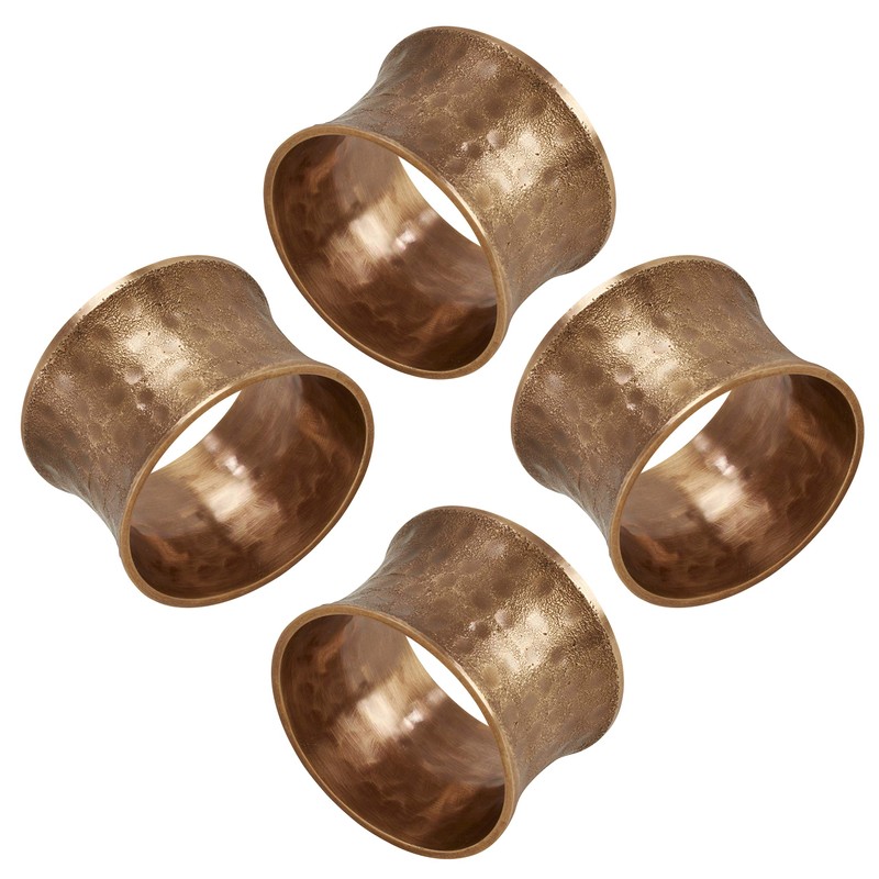 "SARO LIFESTYLE Collection Hammered Napkin Rings (Set of 4), Diameter: