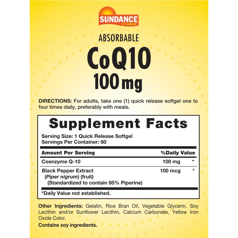 Sundance Coq10 100 Mg 60 Cpsulas Suaves Sin Gluten