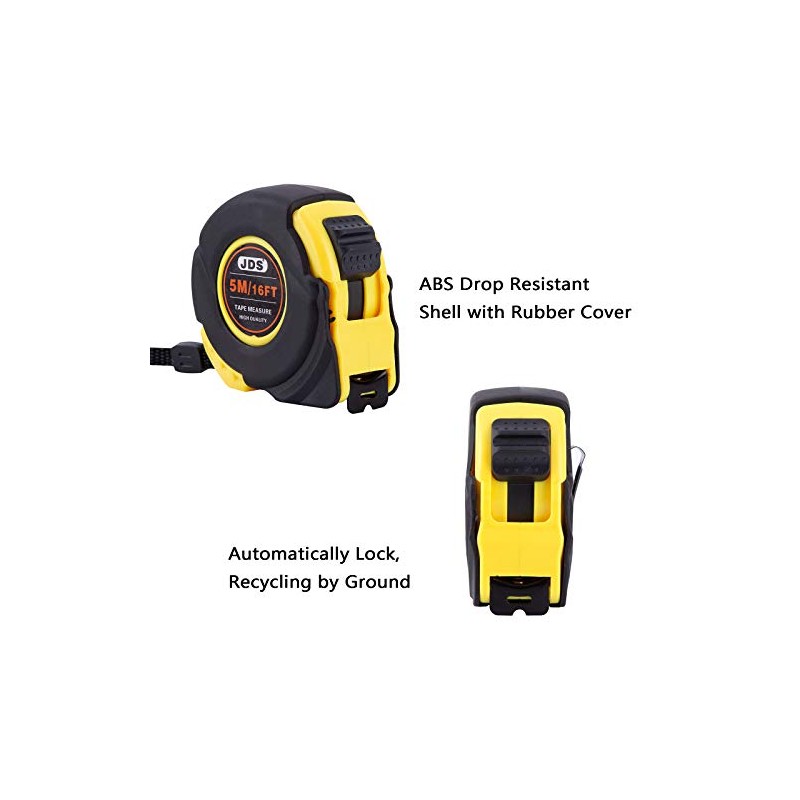 16Ft/5m Measuring Tape, Retractable Metric and Inches Steel Blade Tape