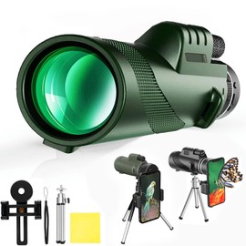AOKADUTE 80x100 HD Monoculars for Adults High Power with Holder & Tripod, Monocular Telescope for Smartphone with Night Vision for Bird Watching Hunting Hiking Camping Concert Travelling, Green