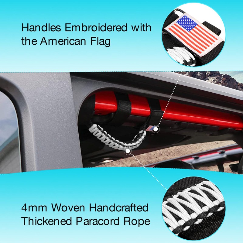 Gaizon 4 Pack Grab Handles Roll Bar Paracord Handgrip Handles