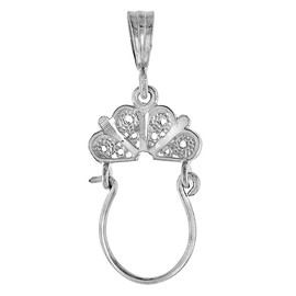 Small Sterling Silver Filigree Hearts Charm Holder Pendant for Necklace Women 1 inch Tall