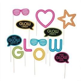 Fun Express Neon Glow Party Photo Booth Props - 12 Pieces