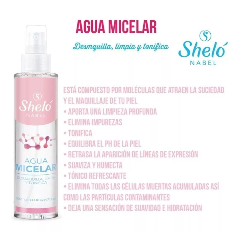 Sheló Nabel Agua Micelar Desmaquilla Tonico Facial Limpiador Con Pepino