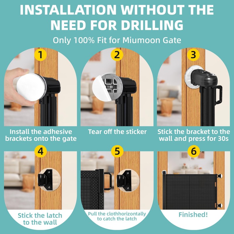 Miumoon No Drill Retractable Baby Gates Parts, Large Size No