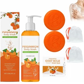 Natural Persimmon Soap and Persimmon Body Wash Set, Persimmon Soap for Old People, Persimmon Soaps and Body Wash for Deep Cleansing, Softens and Protects Skin (1 Set)