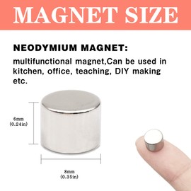 LYFUMAG 20PCS Rare Earth Magnets, 8x6mm Powerful Round Refrigerator Magnet Mini Magnets for Whiteboard, Small Strong Neodymium Disc Magnets for Crafts, Fridges, Office and School